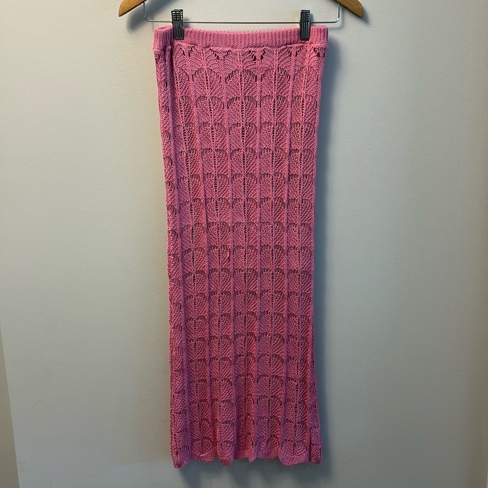 NWT Anthropologie Sage The Label Pink Crochet Maxi Skirt Size XS
